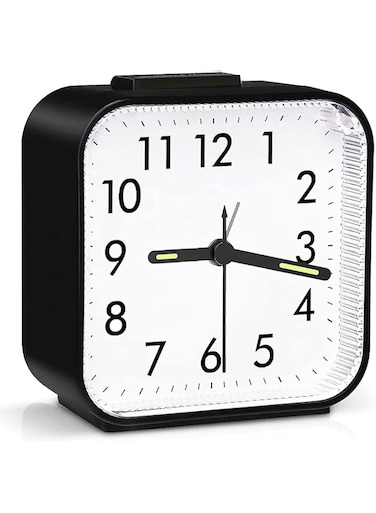 SZYYQ Silent Alarm Clocks Bedside, Battery Powered Non ticking Bedside Clock, with Luminous Pointer, Large Display Snooze, for Heavy Sleepers, Kids, Travel, Bedroom, Office, Easy to Read