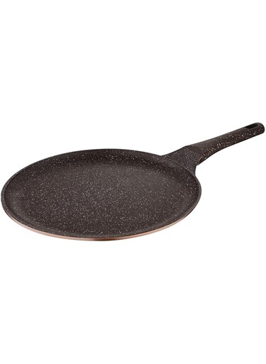 WELLBERG ROUCHE CAST ALUMINUM PANCAKE PAN 32CM, NON-STICK COATING,BROWN COLOR, WB3326