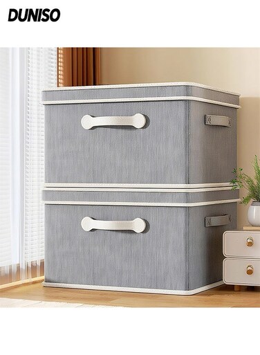 Set of 2 &iuml;&frac14;&OElig;Foldable Storage Box, Fabric Collapsible Closet Drawers With Removable Lids And Three handles,Washable Storage Containers For Bedroom,Closet,Office,Living Room&iuml;&frac14;&circ;Grey)