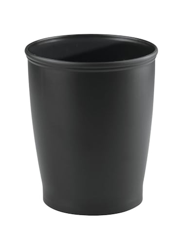 iDesign - 93437 iDesign Kent Plastic Wastebasket, Small Round Plastic Trash Can for Bathroom, Bedroom, Dorm, College, Office, 8.25" x 10", Black