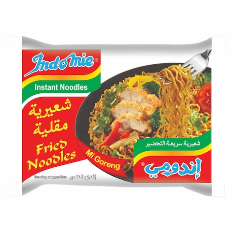 Indomie Instant Fried Noodles with Seasoning Powder and Sauce, 80g Pack of 5