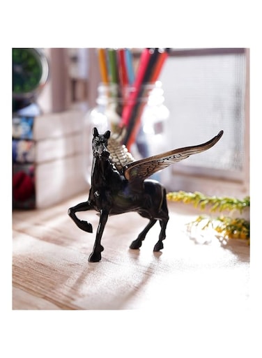 eCraftIndia Antique Finish Brass Flying Angel Horse (12.5 cm x 15 cm x 10 cm, Brown and Black)