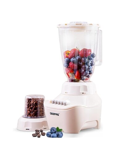 Geepas GSB5409 250W 2 in 1 Multifunctional Blender   Stainless Steel Blades, 4 Speed Control with Pulse   1.5L Jar, Over Heat Protection  Ice Crusher, Chopper, Coffee Grinder &amp; Smoothie Maker