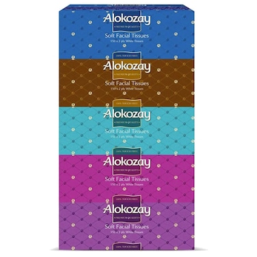 ألوكزاي مناديل وجه ناعمة 150 منديل حزمة من 5