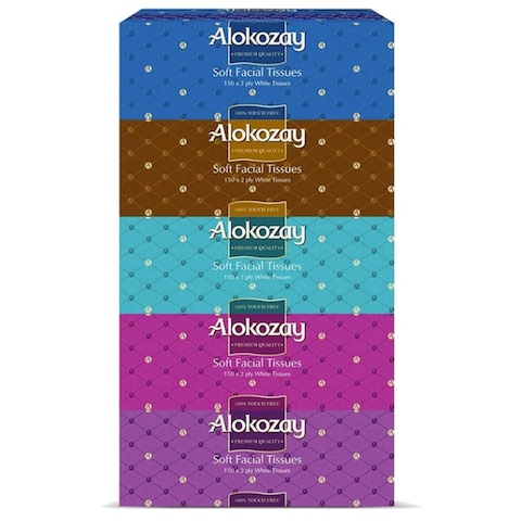 Alokozay Soft Facial Tissue 150 Sheets Pack of 5