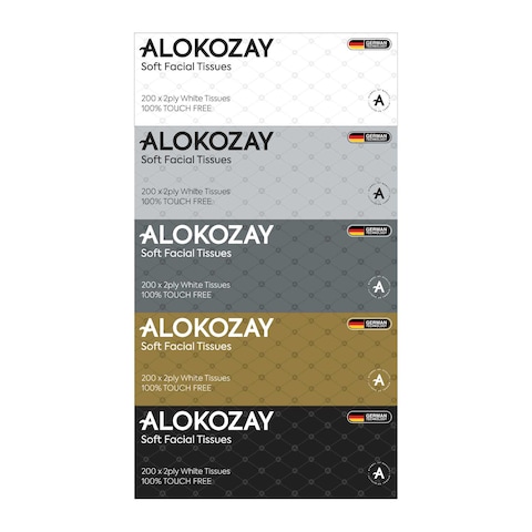 Alokozay Soft Facial Tissue 2 Ply 200 Sheets Pack of 5