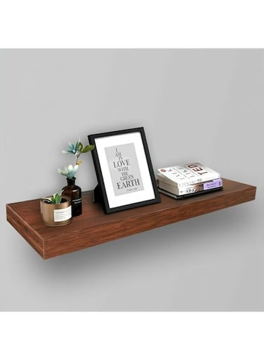 FITTO 40cm &amp; 60cm Floating Wall Shelves, Available in White, Black, Oak Effect, and Brown Finishes - Wall-Mounted Shelf for Bedroom, Living Room, Bathroom, Modern Home Decor (Brown, 60 cm)