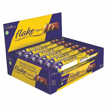 Cadbury Flake Dipped Chocolate Bar, 32g Pack of 12