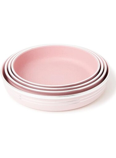 Dessini 4-Piece Non-stick Bakeware Set Includes 1xPan(24cm),1xPan(26cm),1xPan(28cm),1xPan Light Pink/Silver 30cm
