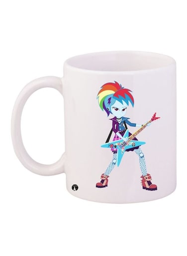 Guitar Girl Printed Coffee Mug White/Blue/Red