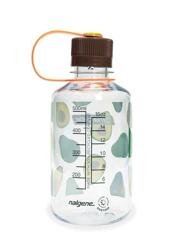 16oz NM Clear Water Bottle, with Avocados Print