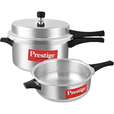 Prestige Popular Pressure Cooker with Lid 7.5L and Pressure Pan without Lid 3.5L