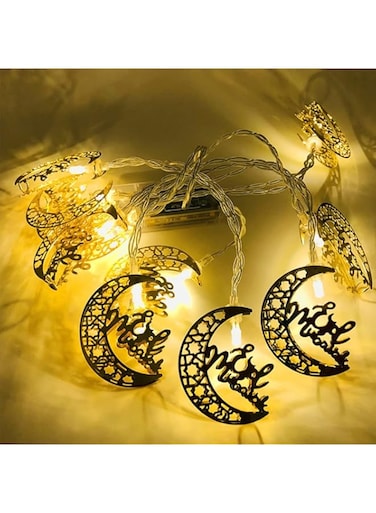 AUTOYSUR String Ramadan Lights, 20 LEDs Eid Moon Star Lantern Lights, EID Fairy String Lights,Battery Operated for Ramadan Decoration for Home Party Supplies (Moon)