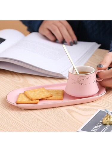 Ceramic Coffee Cup And Snack Saucer With Spoon Afternoon Tea