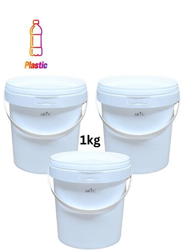 Multipurpose 3 Pieces Set Food Grade White Plastic Yogurt Bucket PP Container With Tamper Evident Lid