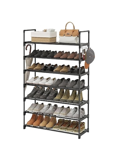 U-HOOME Shoe Rack, Shoe Organizer, Metal Shoe Storage Organizer,Shoe Cabinet Narrow Standing Stackable shoe shelf Space Saver Shoe Rack For Entryway, Hallway And Closet (7 Tier)