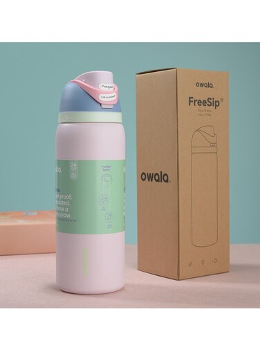 FreeSip Insulated Stainless Steel Water Bottle with Straw for Sports and Travel, BPA-Free, 24-Ounce