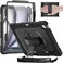 Case for iPad Air 13 inch Case 2024 (M2) Shockproof with Screen Protector/Pencil Holder/Hand Strap, [3-Layer] Heavy Duty Protective iPad Air13 6th Generation (A2898, A2899, A2900) - Black