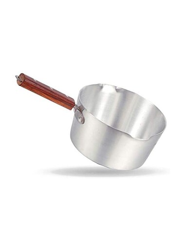 Aluminium Milk Pan With Wood Handle Silver 2Liters