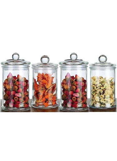 Glass Storage Jar Sealed Moisture-proof Food Storage Jars With Lid 750 ml Glass Jar (Pack of 4) Transparent