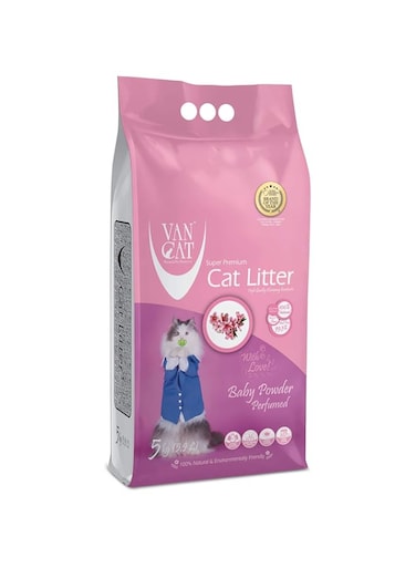 Van Cat 5 kg Baby Powder Perfumed White Bentonite Clumping Cat Litter