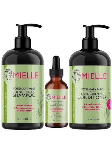 Mielle Rosemary Mint - Biotin Infused - Encourages Growth Hair Products for Stronger and Healthier Hair - Scalp &amp; Hair Oil - Shampoo &amp; New Conditioner Styling Bundle Set 3 PCS