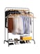 U-HOOME Clothes Rack, Clothing Garment Rack Metal Double Rail Hanging Clothes 2-Tier Storage Shelf for Boxes Shoes Boots Commercial Grade Multi-Purpose Entryway Shelving Unit for Home Office Bedroom
