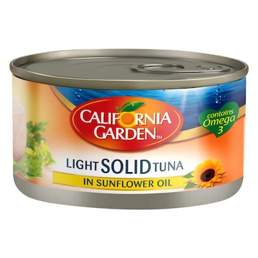كاليفورنيا جاردن لايت تونة  صلبة في زيت دوار الشمس، 185 غرام