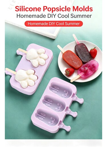 Silicone Popsicle Molds, Cat Paw Shape with Lid, DIY Ice Cream Molds for Home