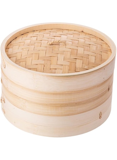 AKDC Round Steamer 28Cm X 27Cm X 15Cm Bamboo Brown