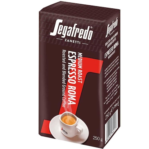 Segafredo Zanetti Medium Roast Espresso Roma Roasted and Blended Ground Coffee 250g