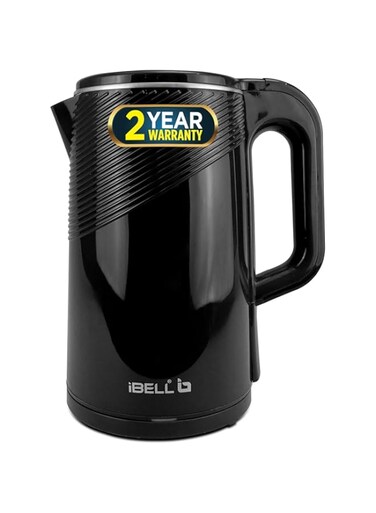 iBELL PEK20BKPLUS Premium Stainless Steel Electric Kettle, 2.0 Litre, 1600W, Auto Cut-Off Feature, 360 degree Rotating Base, Shock Proof Insulated Body (Black).