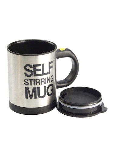 Self Stirring Coffee Mug Silver/Black 3.6x5.4x5inch