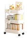 3-Tier Rolling Utility Cart with Wheels, Detachable Utility Storage Cart with Handle and Lockable Casters, Multi-Functional Storage Trolley for Office, Kitchen,Bathroom (White, 3-Tier)