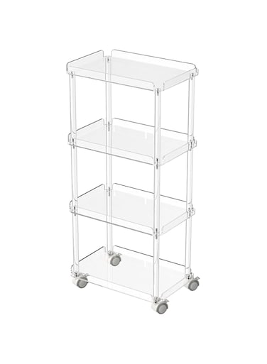 AQUIVER Acrylic Slim Storage Cart - 4 Tiers Narrow Rolling Cart - Utility Cart for Kitchen, Bathroom, Living Room, Laundry - 15.6 &#39;&#39; L x 10.2 &#39;&#39; W x 33.9 &#39;&#39; H