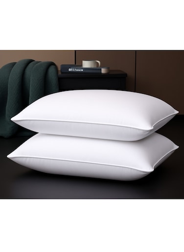 Set of 2-Bed Pillow Single Piping Hotel Standard Extra Soft Microfiber Anti Allergic&amp;Anti-bacterial, Size(50x70CM)