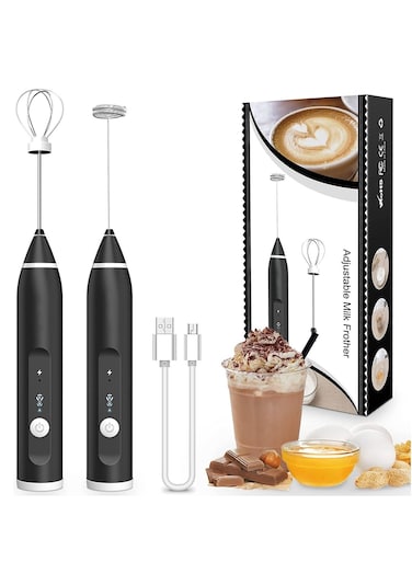 Frother, Handheld Electric Egg Whisk USB Rechargeable Foam Maker with Stainless Steel Whisks &amp; 3 Speed Adjustable Egg Beater Mini Blender Drink Mixer Milk Frother for Coffee Chocolate Egg Mix