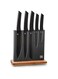 B&amp;S knife block with 5pcs knife set block material:bamboo Size:24 * 9.5 * 23.4cm Handle material: black pp handle with TPR coated blade material:3cr14 with non-stick coated 8"chef's knife,1.5m