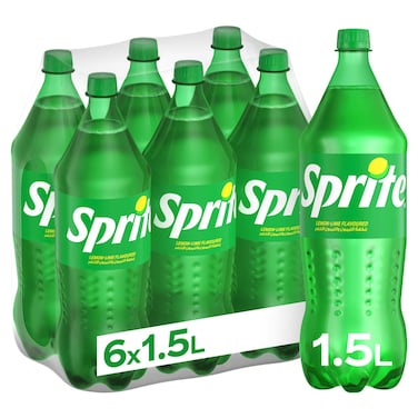 Sprite Lemon-Lime Flavoured Carbonated Soft Drink Pet Bottle, 1.5L Pack of 6