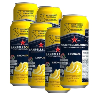 San Pellegrino, Italian Sparkling Drinks, Limonata, 330ml Pack of 6