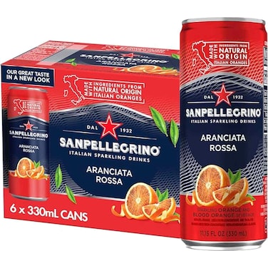 San Pellegrino, Italian Sparkling Drinks, Aranciata Rossa, 330ml Pack of 6