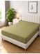 Linen Klub 1-Piece Microfiber Fitted Sheet Striped,Color: Olive, Super King (200 x 200 cm), Design Soft Fabric Deep Pocket Elastic Edge Bed Linen