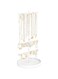 Azonee Jewelry Organizer Stand, 3 Tier Necklace Organizer Holder Earring Holder, Height Adjustable Jewelry Earring Display Towers Stand, Bracelets Long Necklaces Jewelry Organizer with Tray (White)