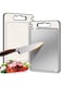 Stainless Steel Cutting Board, Double-Sided Meat Cutting Board for Kitchen, Scratch-resistant Mesh Design, Juice Groove, Non-slip Silicone Wrap, Dishwasher Safe, 14 * 10Inch