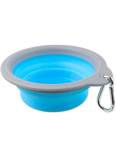 Pado Adjustable Blue And Gray Bowl Large-18x16.8x(2.9-6.4cm)