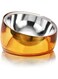Felli Pet Oblik Acrylic Raised Dog Food Water Bowl Stainless Steel Slanted Oval Dish for Short Leg Puppy &amp; Small Medium Pet, Elevated Tilted Metal Feeder Angled Plastic Spill Proof (1.5Cups, Gold)