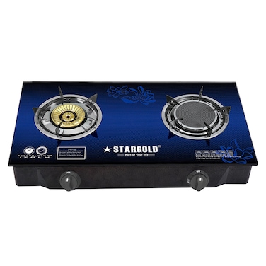 STARGOLD Gas Stove 2 Burners Stainless Steel Table Top Cooker With 1 Exta Knob