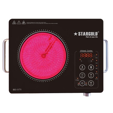 STARGOLD Infrared Cooker 2200 W Dual Heat Ring Electric Stove Touch Control 3-Hour Timer Cooker