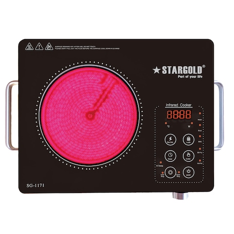 STARGOLD Infrared Cooker 2200 W Dual Heat Ring Electric Stove Touch Control 3-Hour Timer Cooker