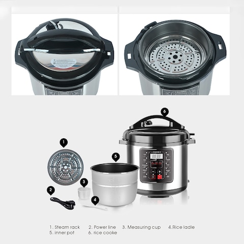 STARGOLD Smart Pressure Cooker Touch Program Instant Cooking Pot 6 L Capacity 1000 W 10 in 1